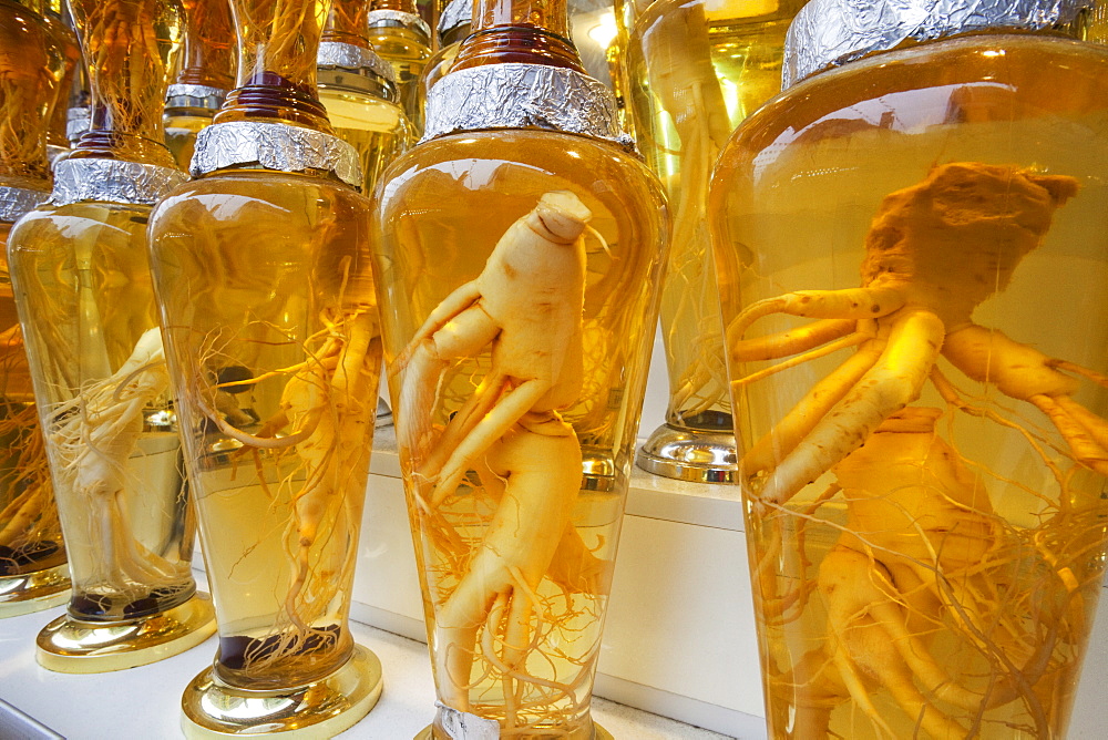 Bottled ginseng, Namdaemun Market, Seoul, South Korea, Asia