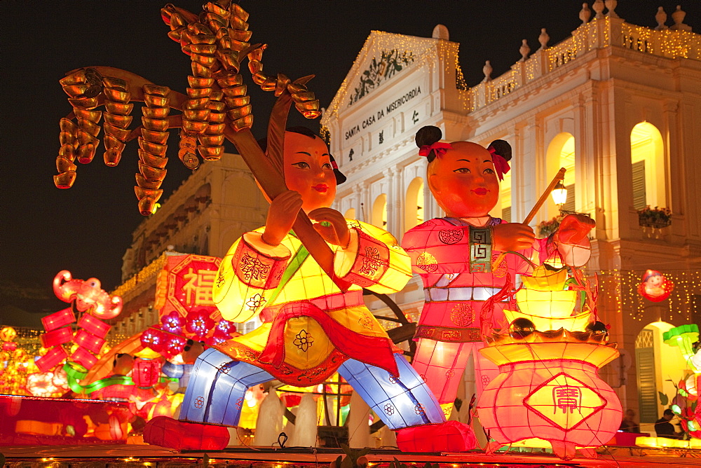 Chinese decorations in Senado Square, Macau, China, Asia