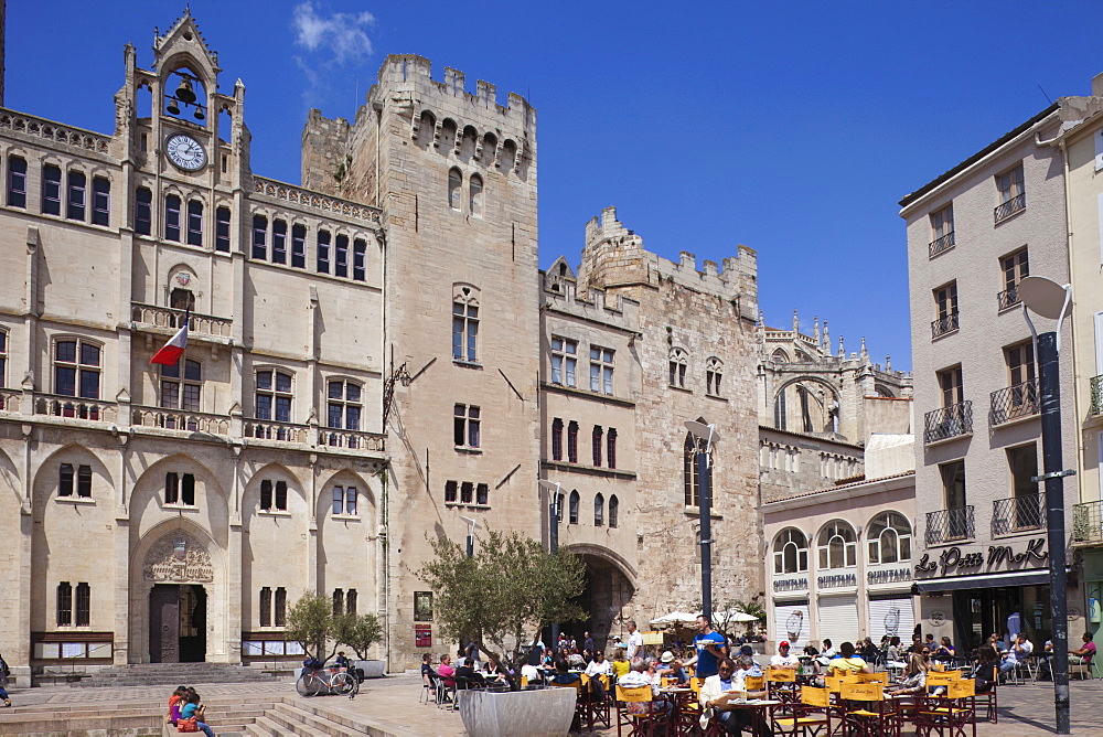 City Hall and The Cathedral of St..Just and St..Pasteur, Narbonne, Aude, Languedoc-Roussillon, France, Europe