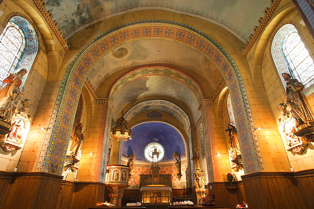 Interior of Magdala church, Rennes-le-Chateau, Aude, Languedoc-Roussillon, France, Europe