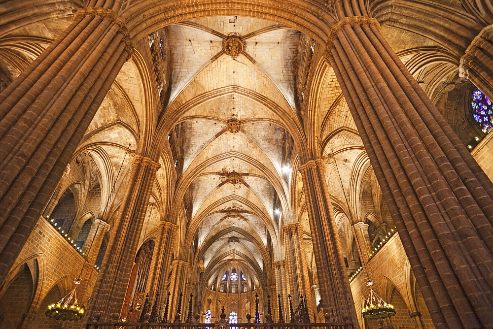 Interior, Barcelona Cathedral, Barcelona, Catalonia, Spain, Europe