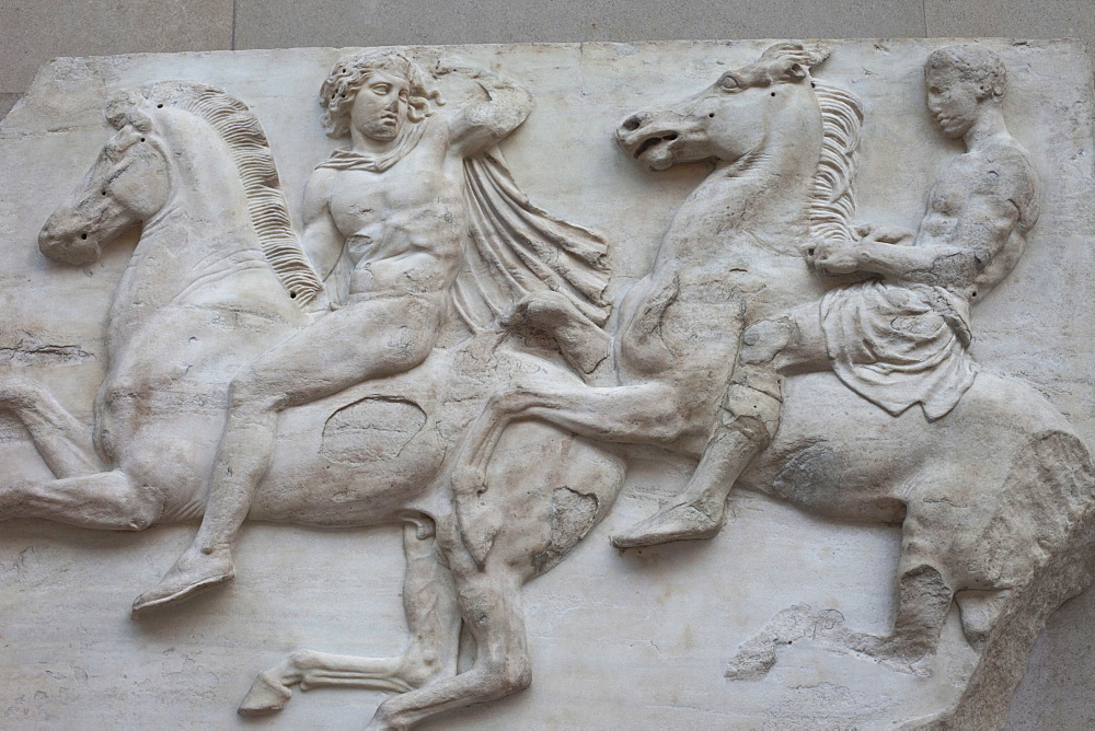 Elgin Marbles from the Parthenon in Athens dating from the 4th century BC, British Museum, Bloomsbury, London, England, United Kingdom, Europe