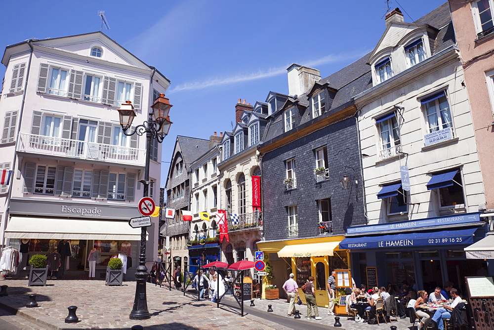 Street scene, Honfleur, Normandy, France, Europe