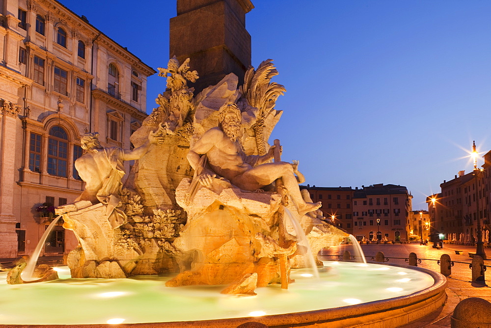 Fountain of the Four Rivers, Piazza Navona, Rome, Lazio, Italy, Europe