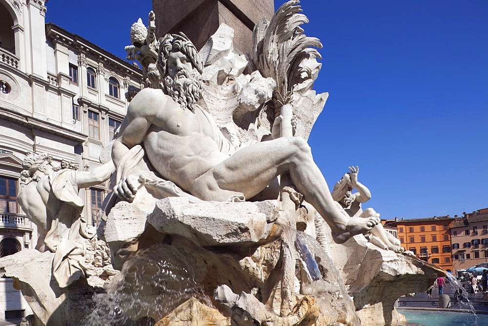 Fountain of the Four Rivers, Piazza Navona, Rome, Lazio, Italy, Europe