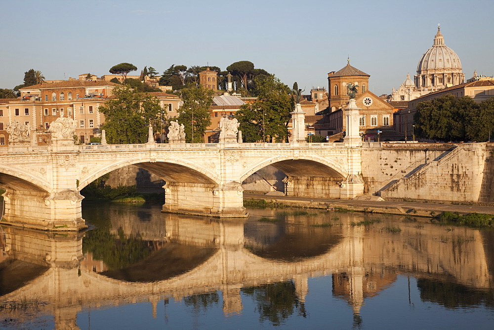 Vittorio Emanuele II Bridge and The Vatican, Rome, Lazio, Italy, Europe