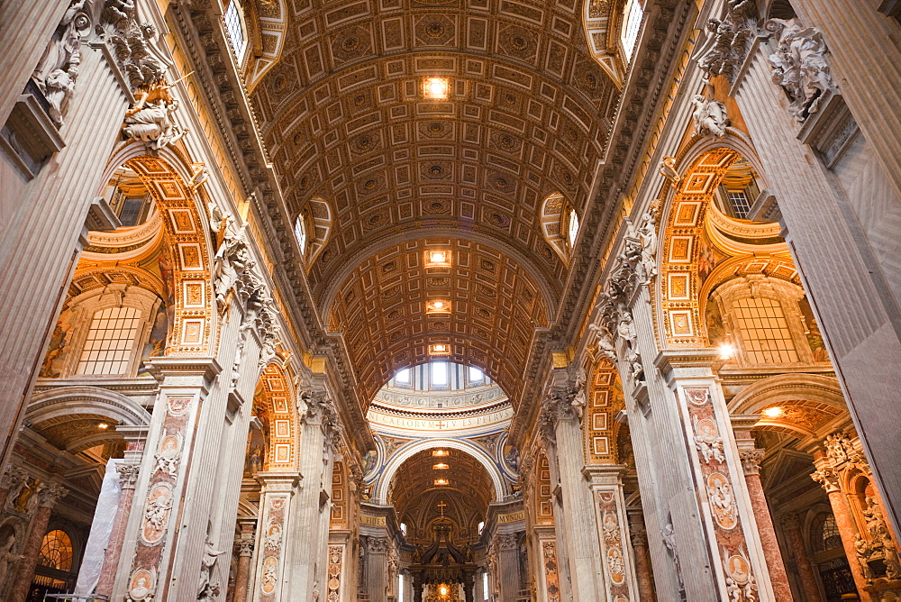 Interior of St. Peter's, The Vatican, Rome, Lazio, Italy, Europe