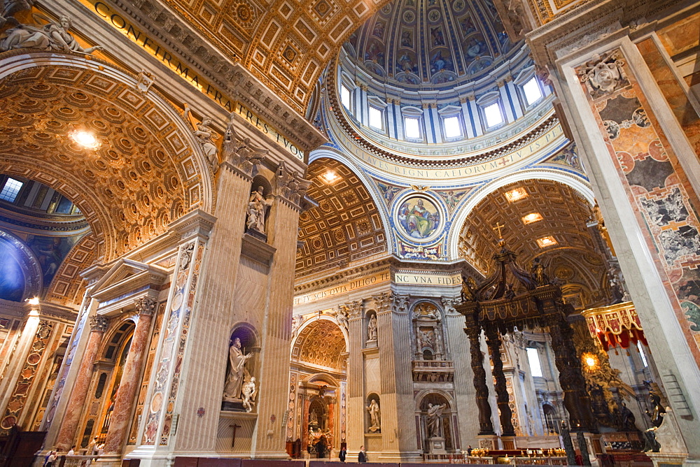 Interior of St. Peter's, The Vatican, Rome, Lazio, Italy, Europe