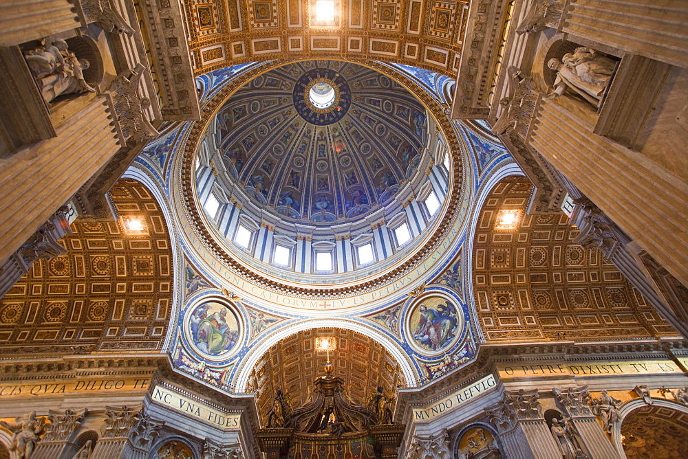 Interior of the dome, St. Peter's, The Vatican, Rome, Lazio, Italy, Europe