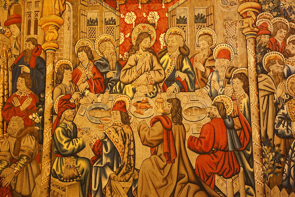 Tapestry depicting The Last Supper, Gallery of Tapestries, Vatican Museum, The Vatican, Rome, Lazio, Italy, Europe