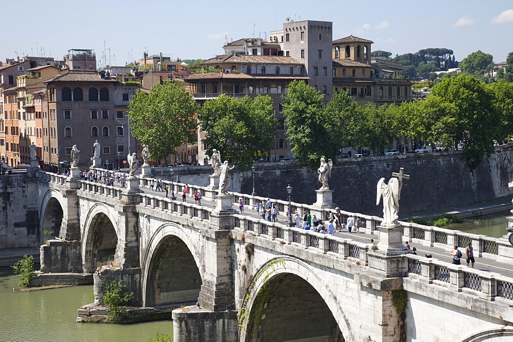 Sant' Angelo Bridge and River Tiber, Rome, Lazio, Italy, Europe