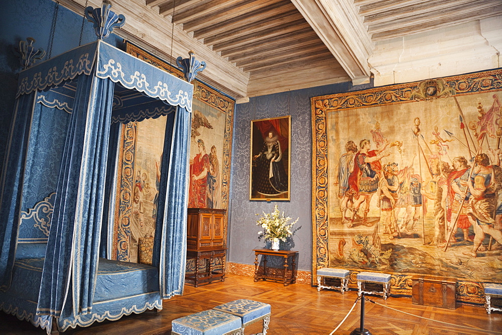 Queens bedroom, Chambord Castle, UNESCO World Heritage Site, Loir et Cher, Loire Valley, France, Europe