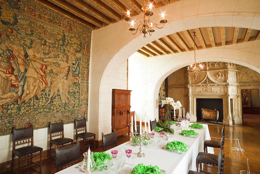 The dining room, Chaumont Castle, Loir et Cher, Loire Valley, France, Europe