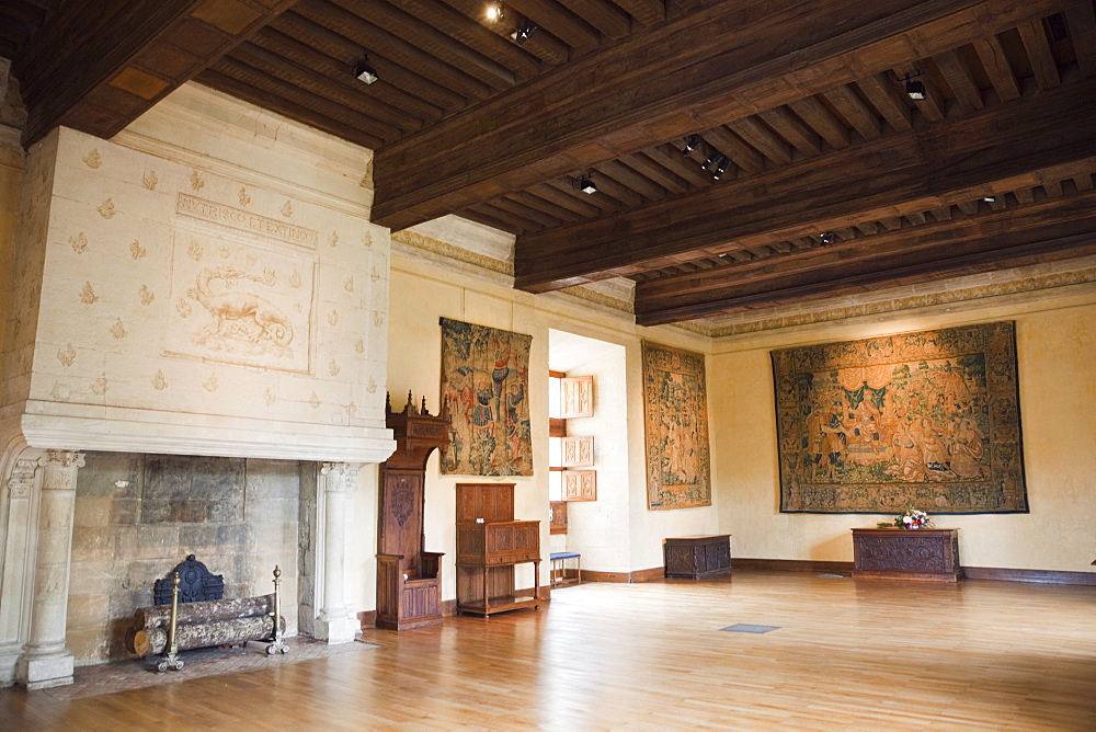 The Great Hall, Azay-le-Rideau Castle, UNESCO World Heritage Site, Indre et Loire, Loire Valley, France, Europe