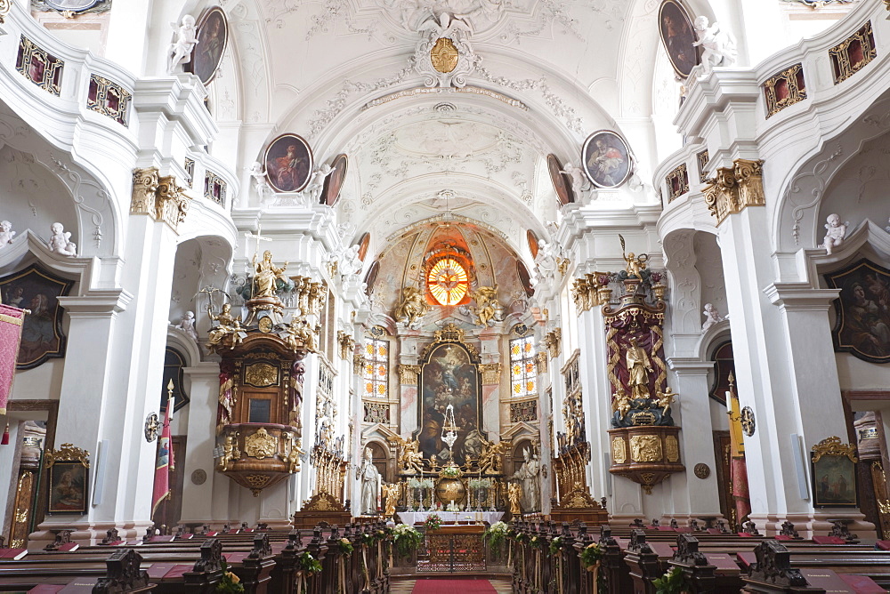 Baroque interior, Durnstein Monastery, Durnstein, Wachau Cultural Landscape, UNESCO World Heritage Site, Austria, Europe