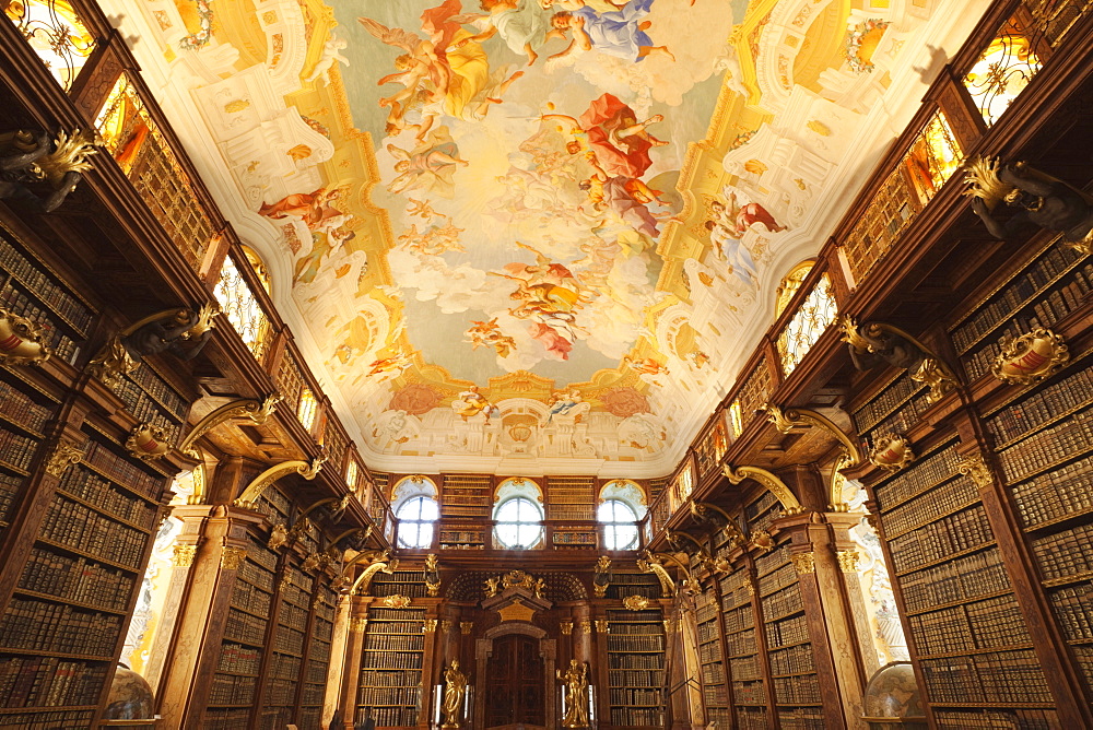 The Library, Melk Abbey, Melk, Wachau Cultural Landscape, UNESCO World Heritage Site, Austria, Europe