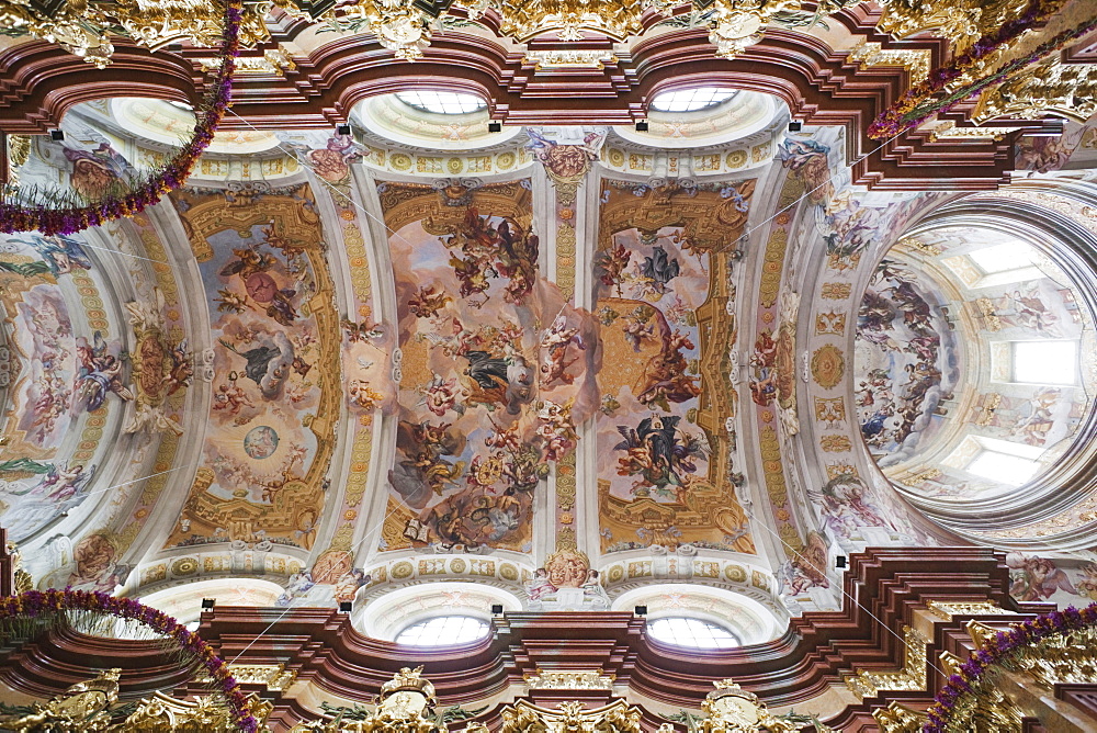 Ceiling fresco of the Abbey Church, Melk Abbey, Melk, Wachau Cultural Landscape, UNESCO World Heritage Site, Austria, Europe