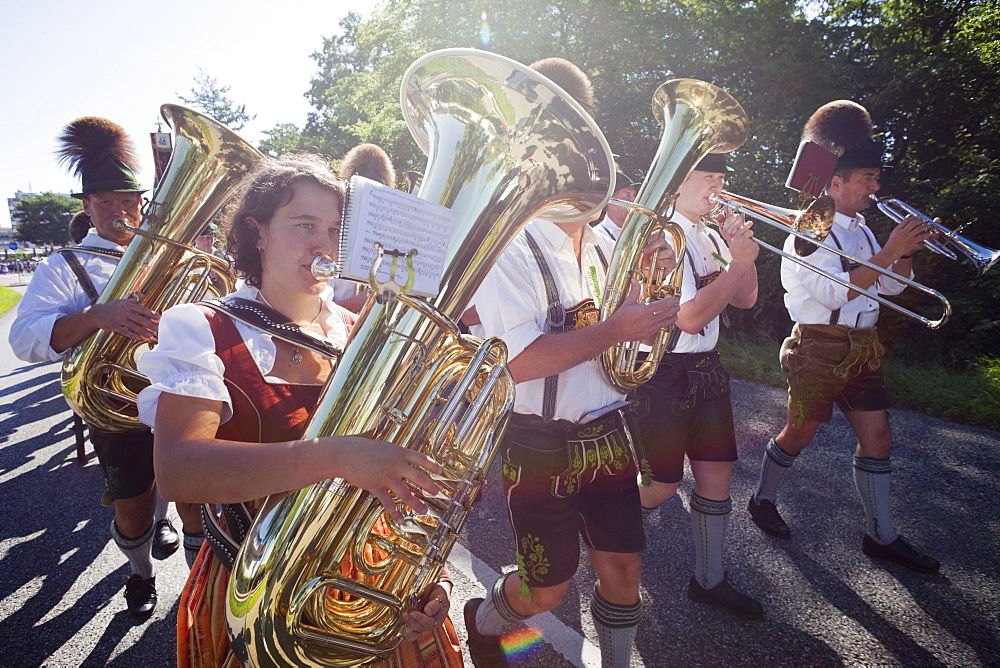 Traditional Bavarian Band at Folklore Festival, Burghausen, Bavaria, Germany, Europe