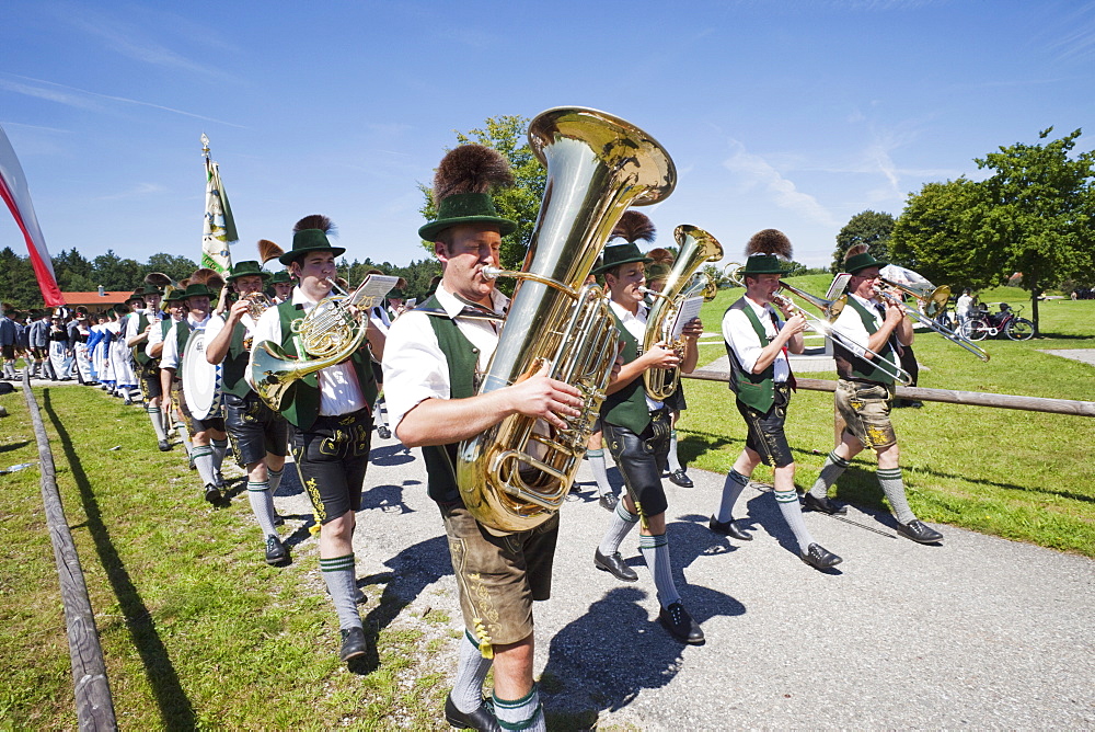 Traditional Bavarian Band at Folklore Festival, Burghausen, Bavaria, Germany, Europe