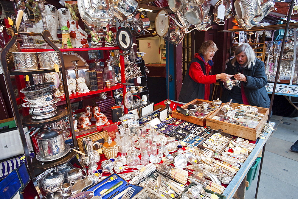 Stall on Portobello Road Antique Market, London, England, United Kingdom, Europe