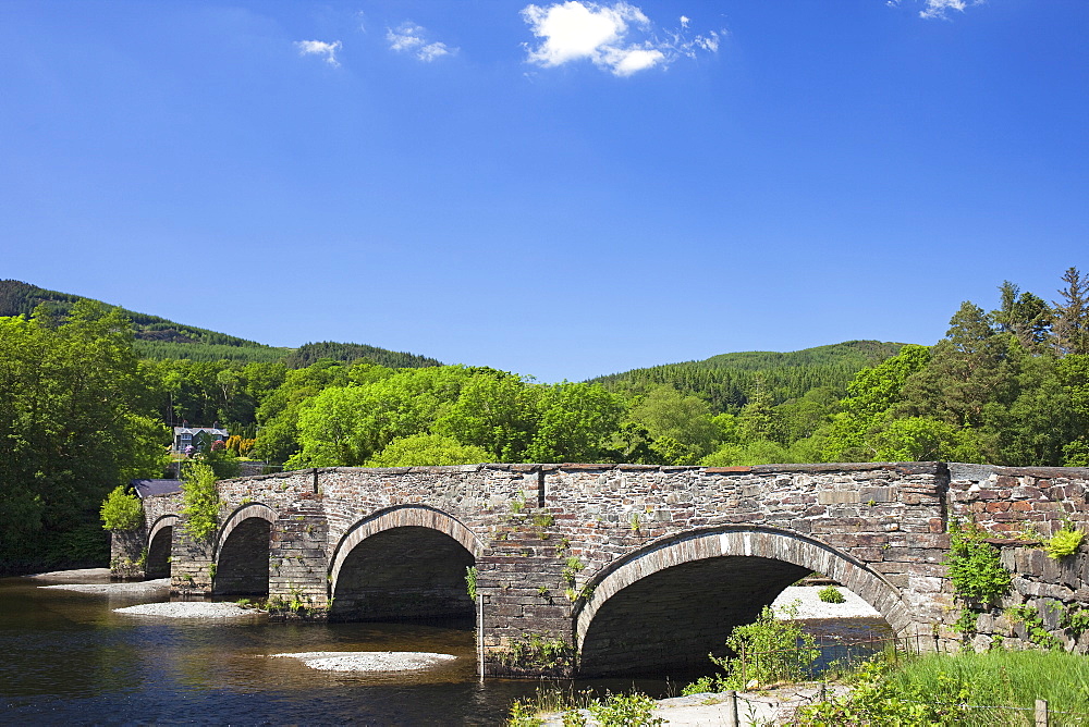 River and arched stone bridge, Snowdonia National Park, Gwynedd, Wales, United Kingdom,Europe