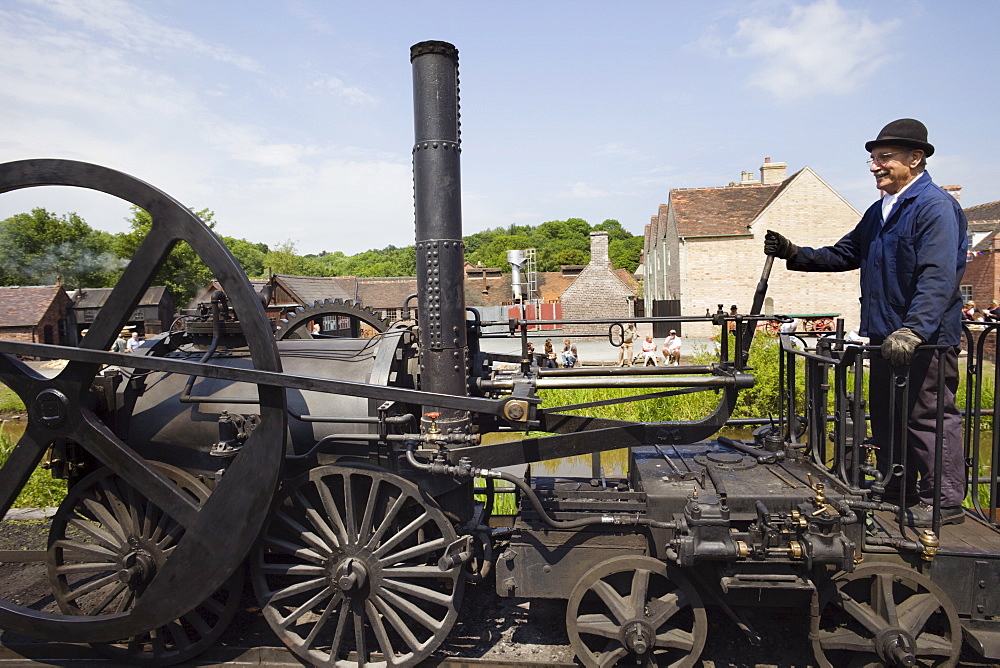 Replica of Richard Trevithick's Coalbrookdale Locomotive, Blists Hill Victorian Town Museum, Coalport, Ironbridge Gorge, Shropshire, England, United Kingdom, Europe