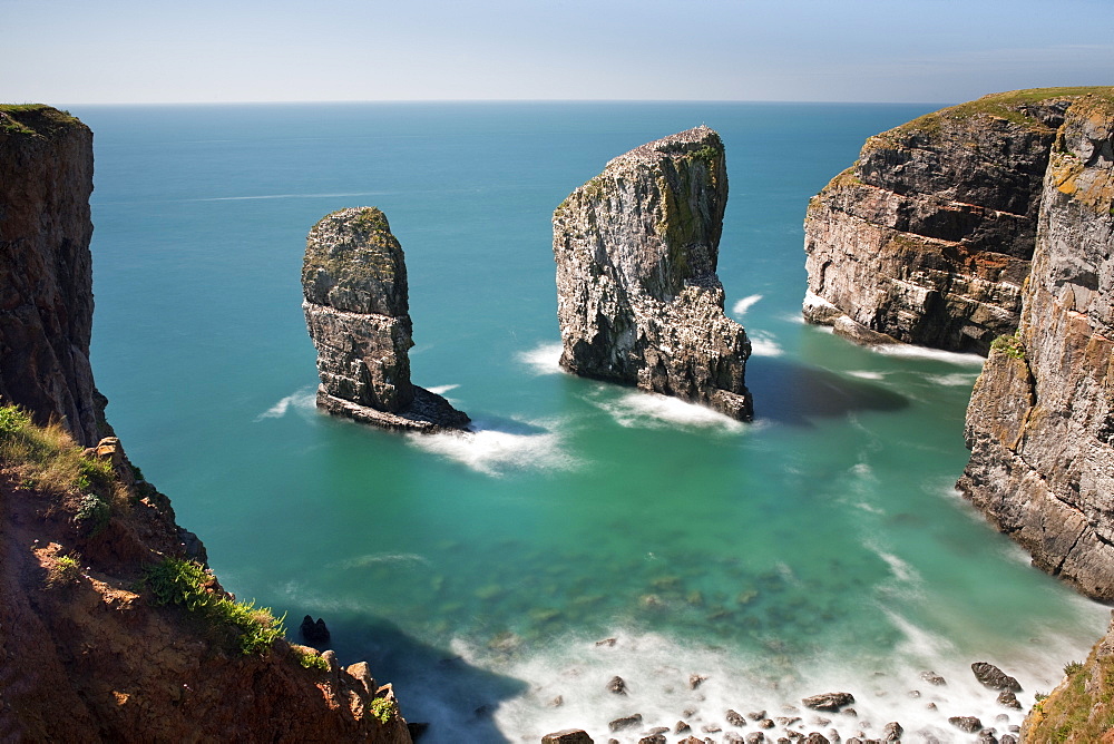 The Elegug Sea Stacks, Pembrokeshire, Wales, United Kingdom, Europe