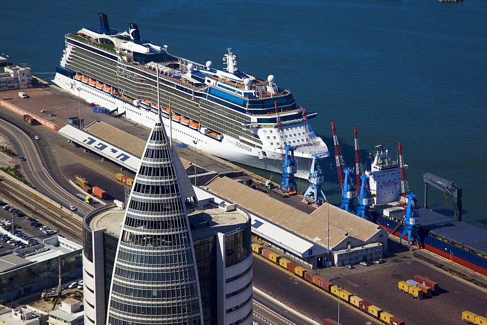 The luxury passenger ship of Celebrity Equinox docking in the port of Haifa