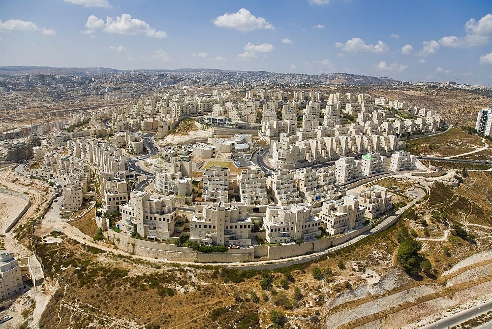 Aerial photograph of a new resedential neighborhood in the city of Jerusalem, Israel