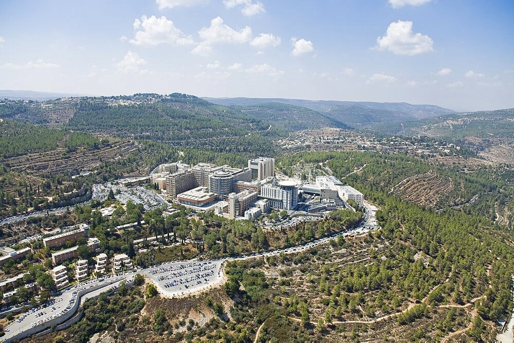 Aerial Hadasa Ein Kerem Hospital in Jerusalem, Israel