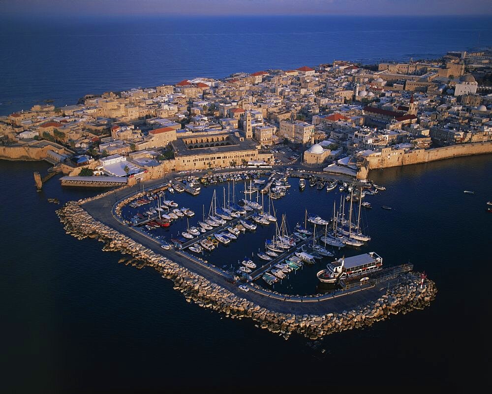 Aerial old city of Acre, Israel