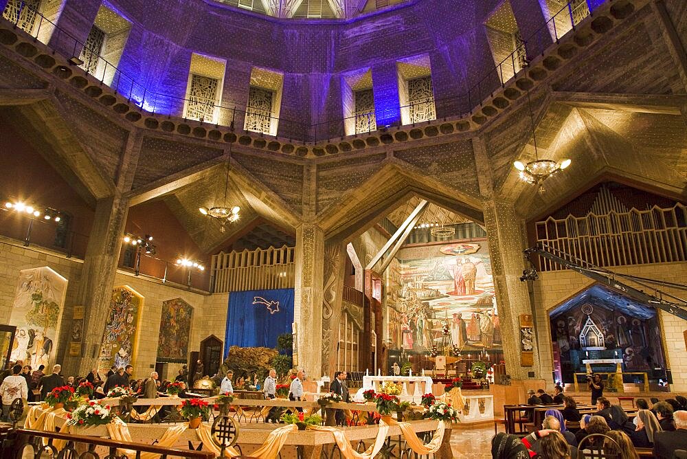 Photograph of christmas eve at the church of the annunciation in Nazareth, Israel