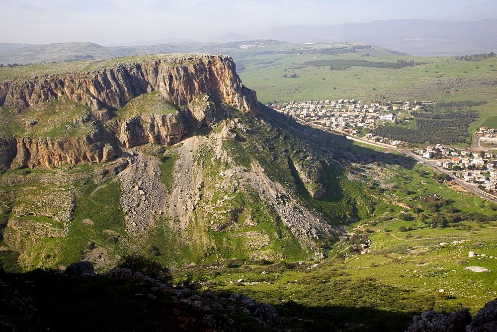 Aerial photograph of mount Arbel in the Galilee, Israel