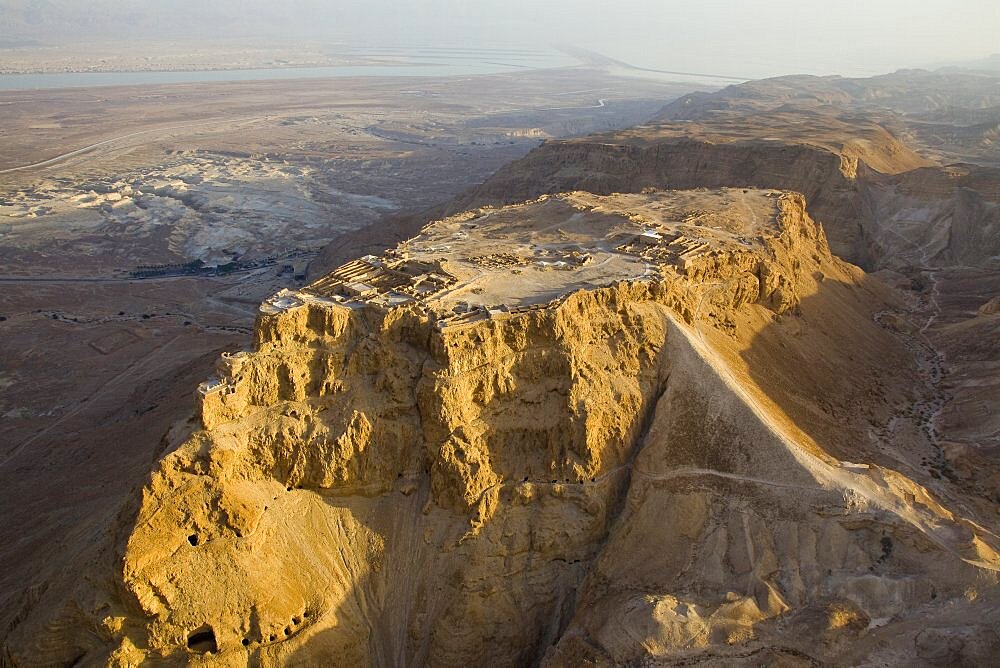 Aerial historic site of Masada in the Judean desert, Israel