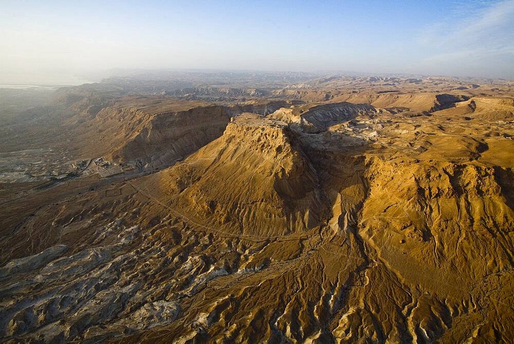 Aerial photograph of Masada in the Judean desert, Israel