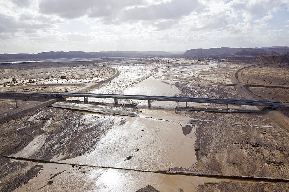 Aerial Paran wadi after a flood, Israel