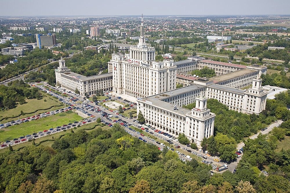 Aerial House of the Free Press of Romania in Bucharest, Romania