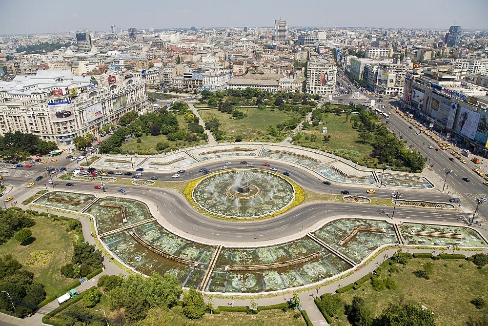 Aerial modern city of Bucharest in Romania, Romania