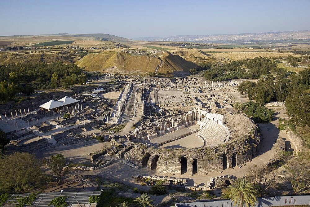 Aerial ruins of the ancient city of Beit Shean, Israel