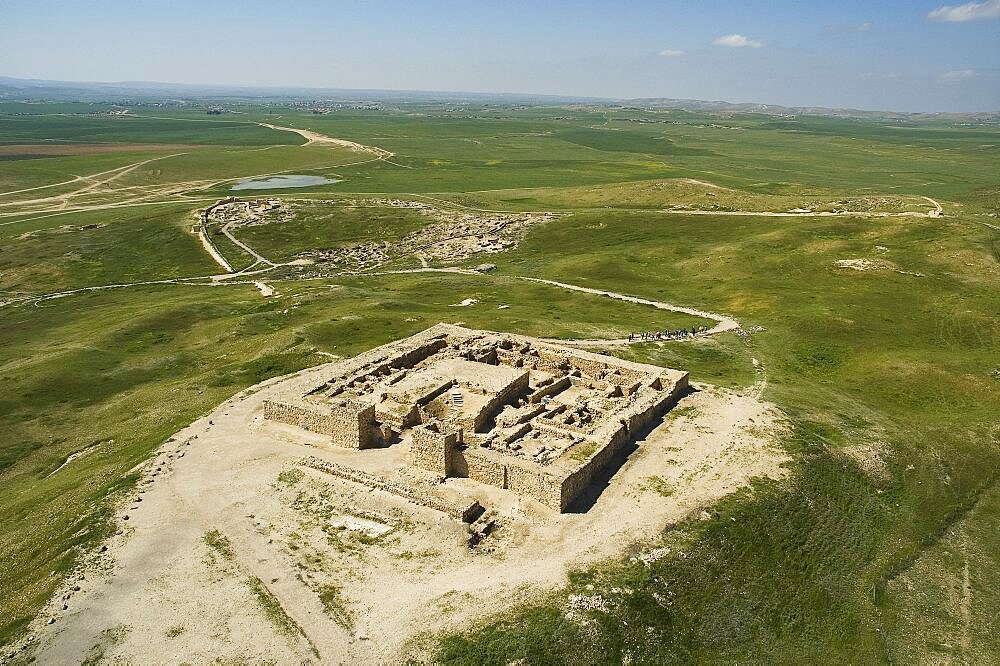 Aerial view of the biblical city of Arad in the northern Negev, Israel