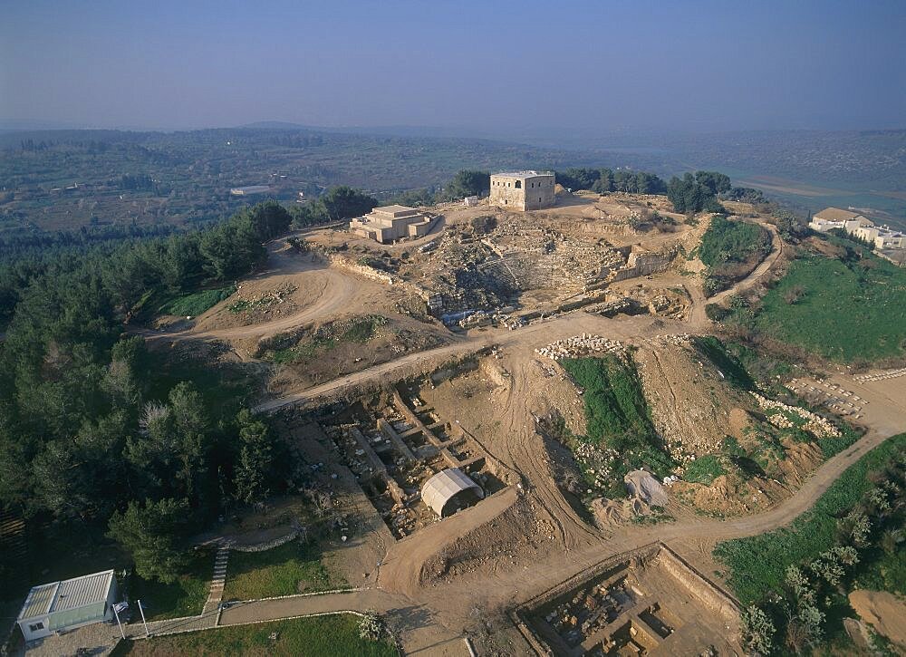 Aerial view of the exavations of the ancient city of Sepphoris, Israel