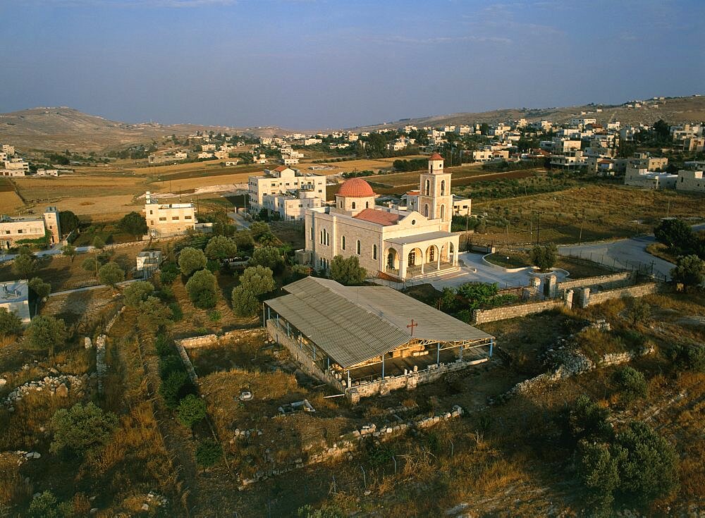 Aerial Greek orthodox site of the Shepherd's field, Israel