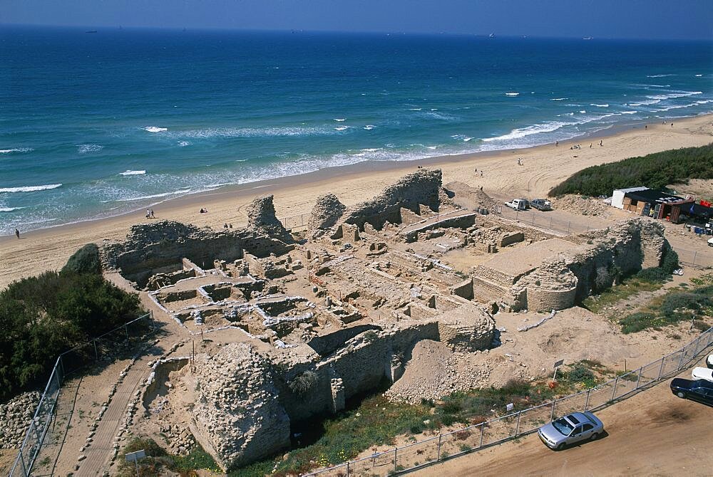 Aerial view of the ruins of Ashdod-Yam in the Coastal plain, Israel