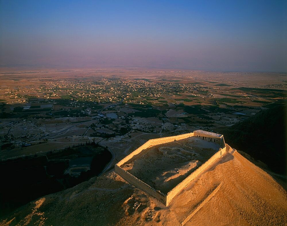 Aerial view of the Dagon fortress in the Judea desert, Israel