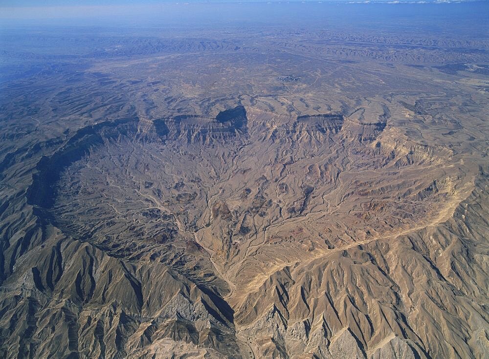 Aerial Ramon's small crater in the central Negev Desert, Israel