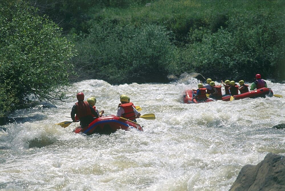 Photograph of rafting on the Jordan river in the Golan Heights, Israel