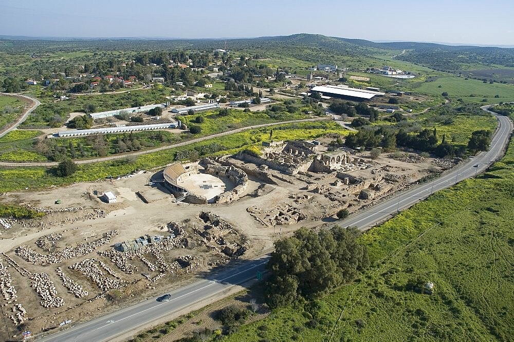 Aerial ruins of Beit Govrin in the Jerusalem mountains, Israel