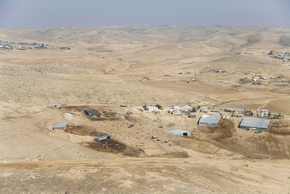 Aerial Beduin villages in the northern Negev desert, Israel