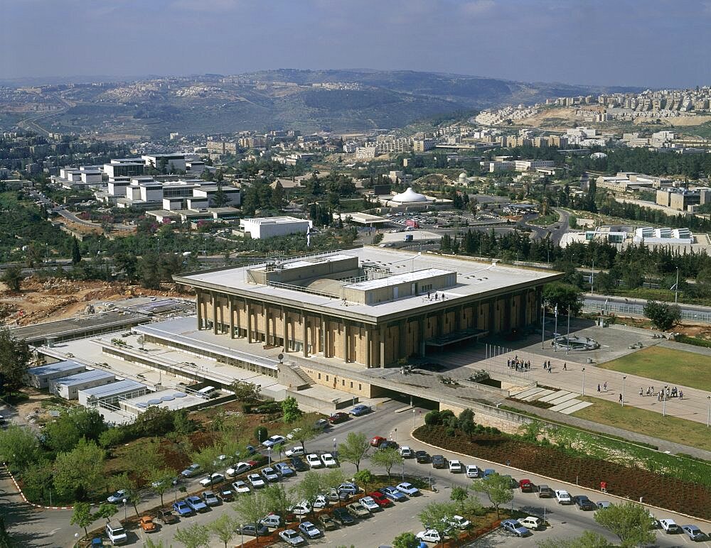 Aerial Knesset - Israel's parliment - in Jerusalem, Israel