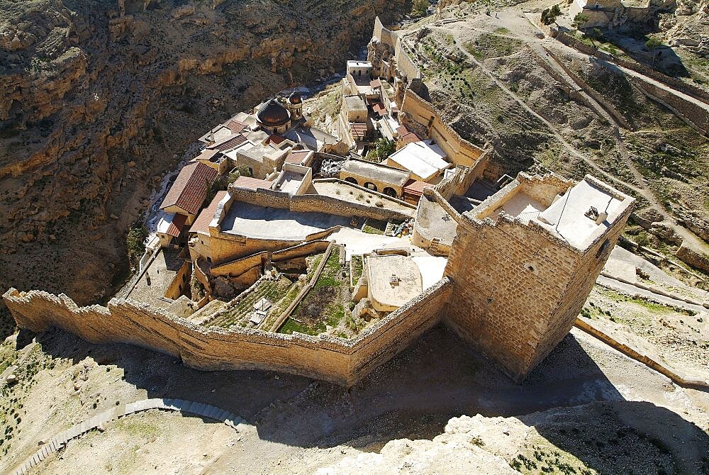 Aerial Monastery of Mar Saba in the Judea Desert, Israel